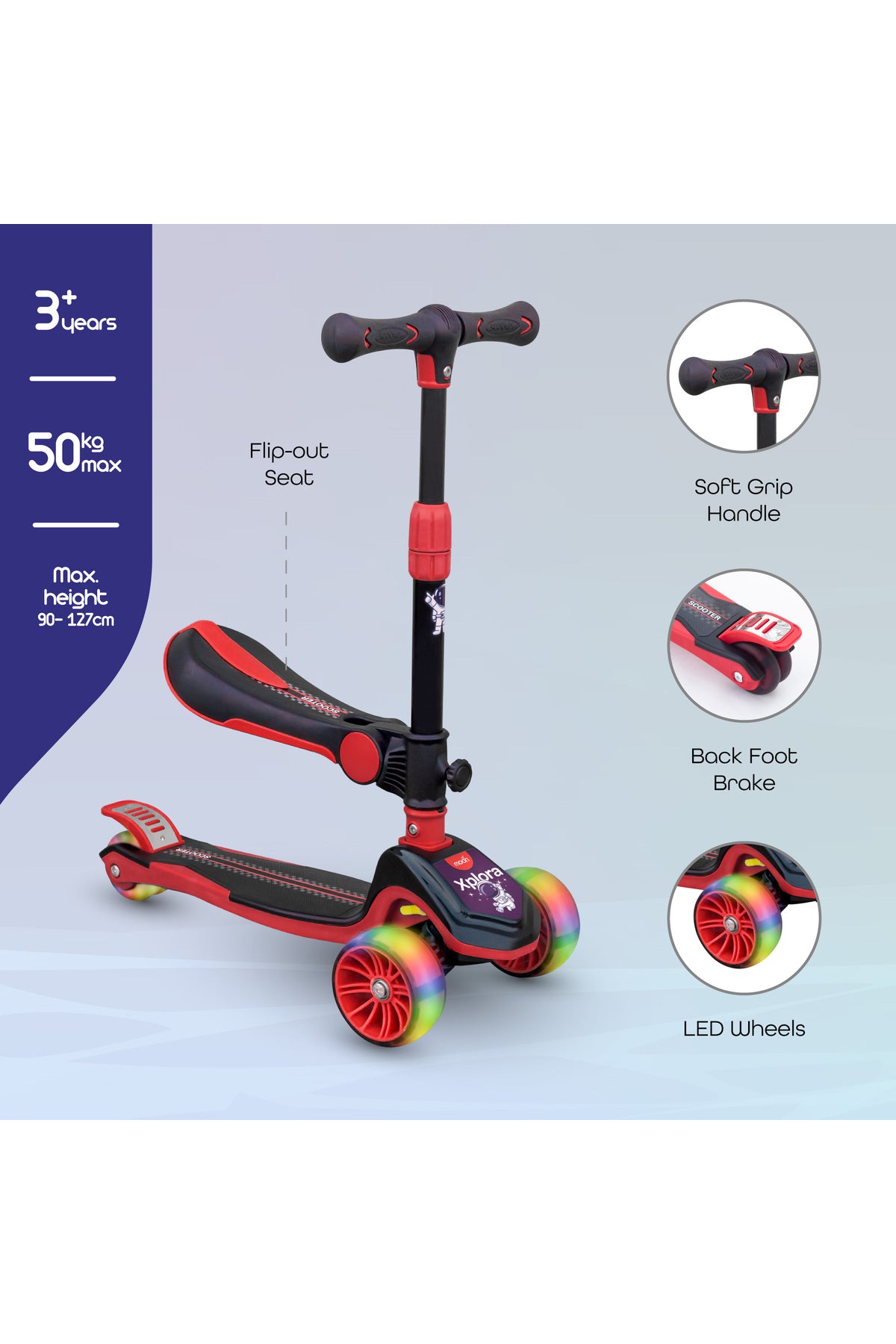 MOON Xplora Baby Scooter with seat- Red