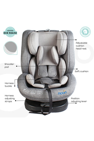 MOON Rover -Baby/Infant Car seat Group:(0+,1,2,3) (0-12 years) 360° Rotate - Grey