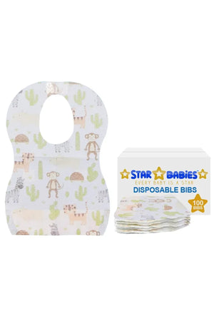 Star Babies Disposable Bibs - Pack of 100 - Animal