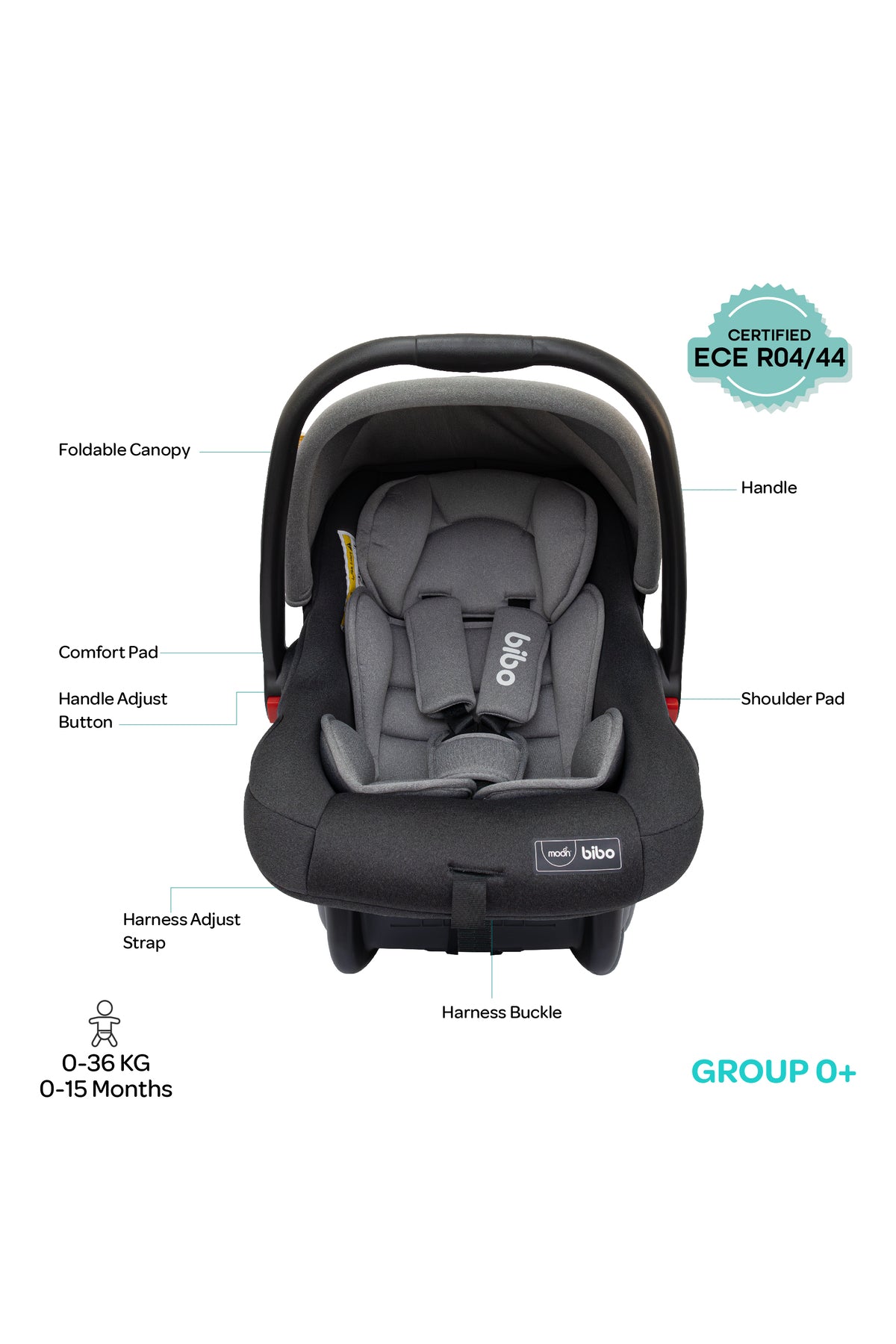 MOON Bibo Baby Carrier/Car Seat - Grey