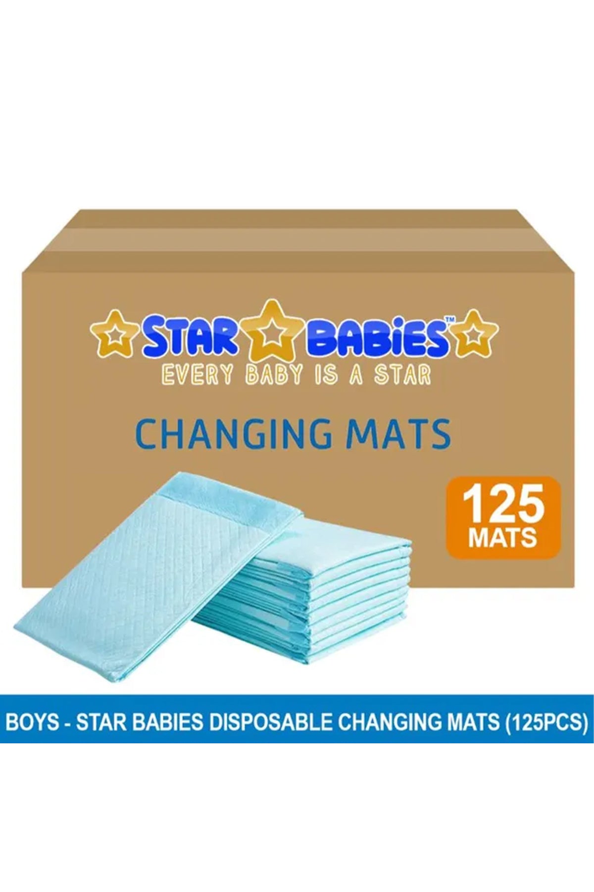 Star Babies - Disposable Changing mats (45x60cm) Large, Pack of 125 - Blue
