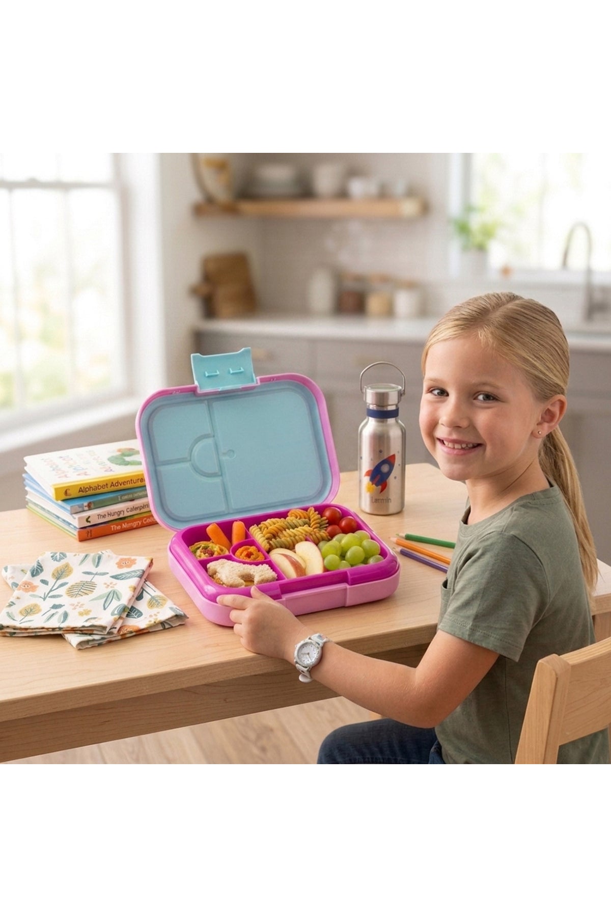 Cocobee Bento Lunch Box, 765Ml, Bpa-Free, Leakproof With Silicone Seal & Removable Tray – Pink