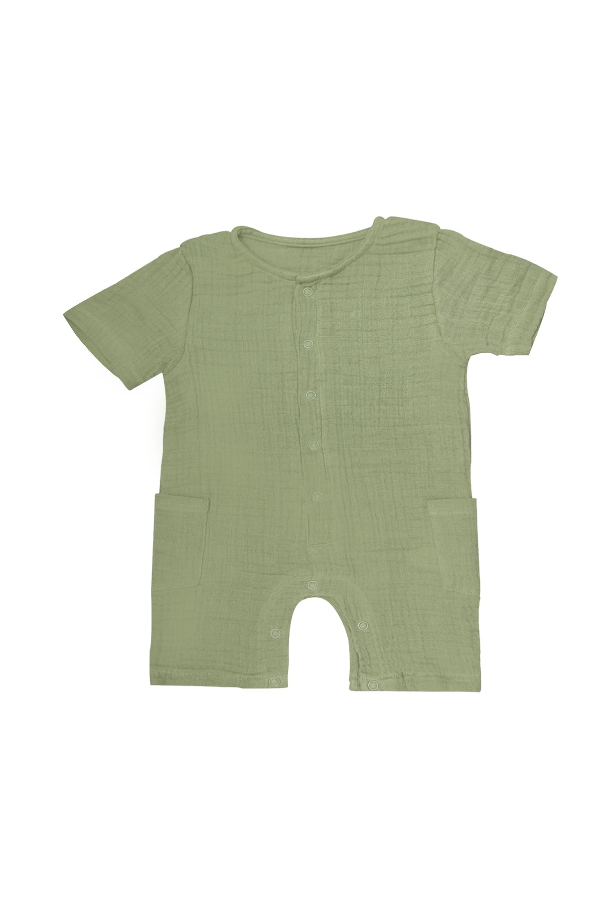 MOON Organic Crinkle Muslin Romper (18-24 Months)- Green