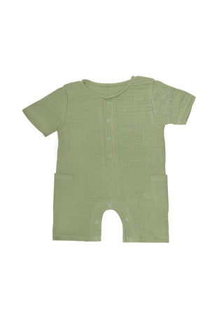MOON Organic Crinkle Muslin Romper (18-24 Months)- Green