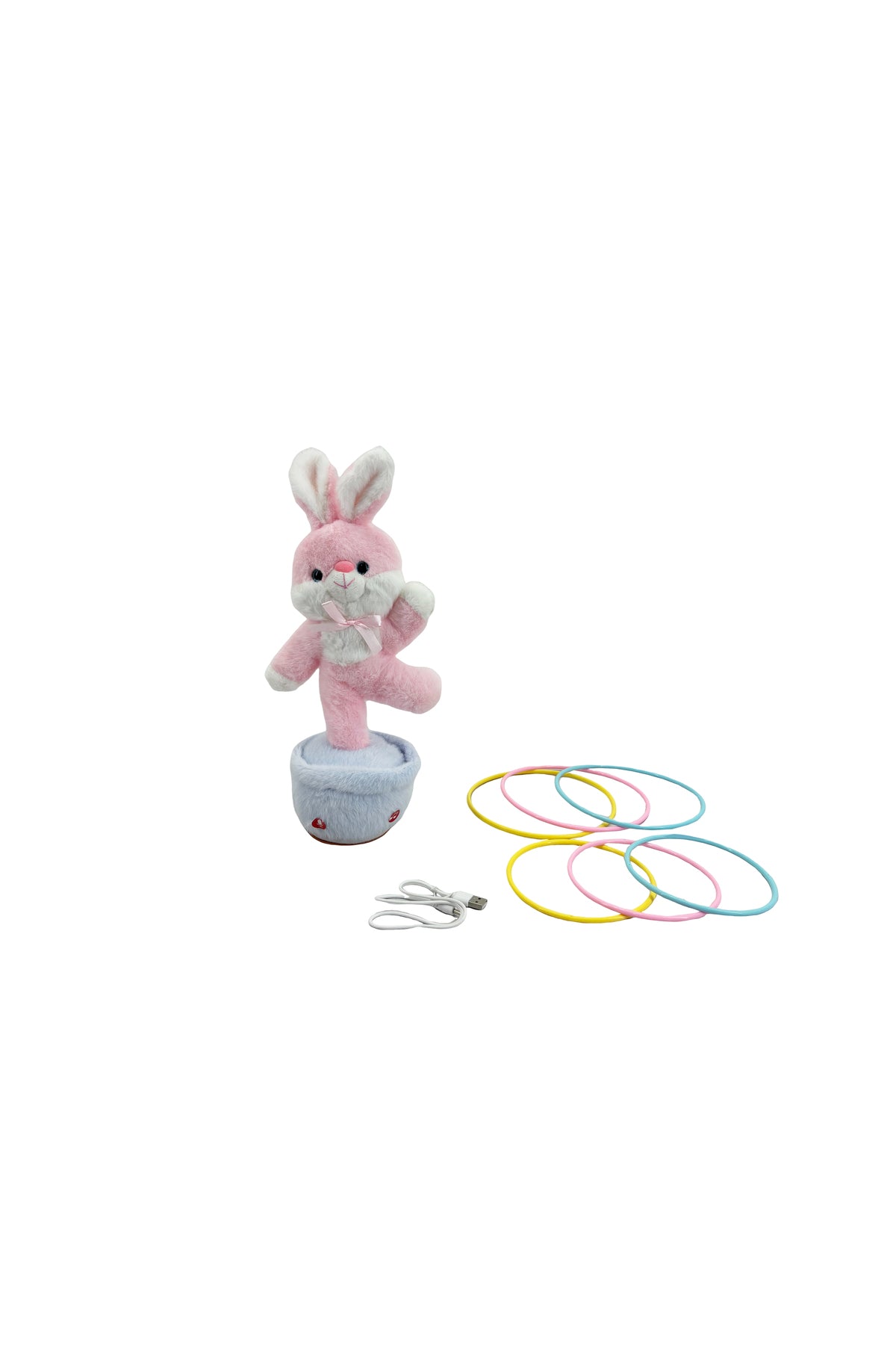 Galaxy Pinky Toy Musical Swing Rabbit for Kids, Ring Toss Interactive Bunny with Light and Music, Dancing Plush Rabbit Recording Toy for Toddlers Boys and Girls