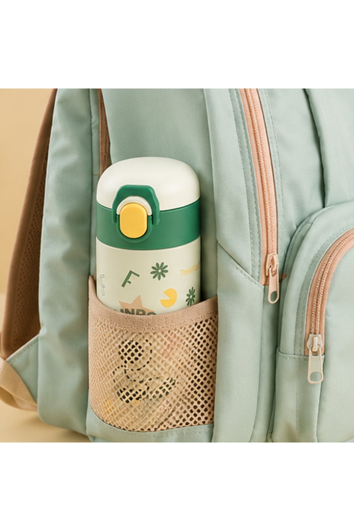 Cocobee 500Ml Green Stainless Steel Insulated Water Bottle – Leakproof, Odour-Free, With Soft Handle Grip (Age 3+)-Green