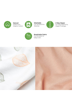 MOON Sleep Gowns- Pack of 2, full sleeves with foldover Cuffs with elastic bottom hem - Orange and Forest Print