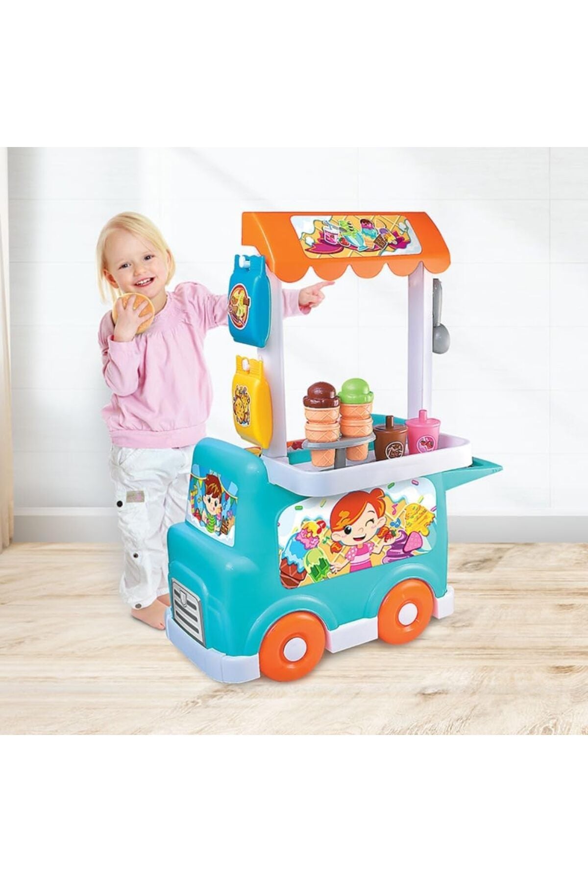 Little Learners Ice-Cream Truck Playset - Interactive Toy with Realistic Sound Effects and 26 Pieces