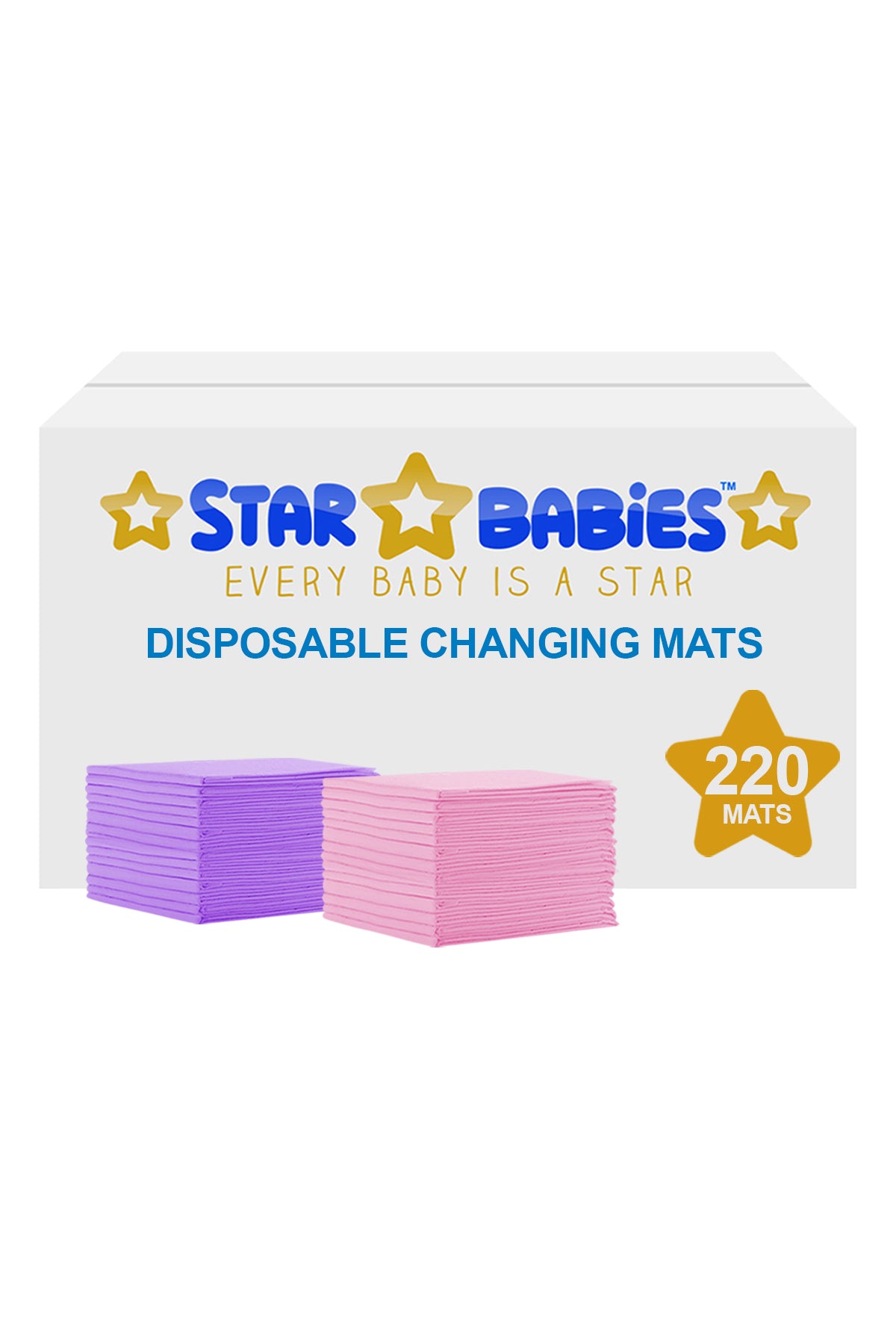 Star Babies - Disposable Changing mats (45x60cm) Large, Pack of 220 Assorted