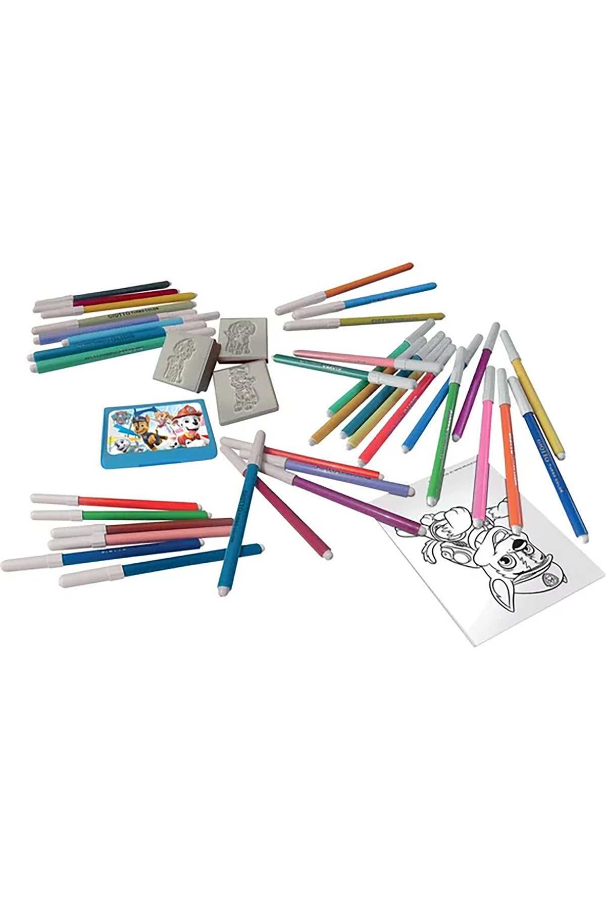 Paw Patrol Felt Tip Pen Set – 36 Colouring Pens with 3 Stamps, Ink Pad & Colouring Book | Kids Art & Craft Stationery Kit