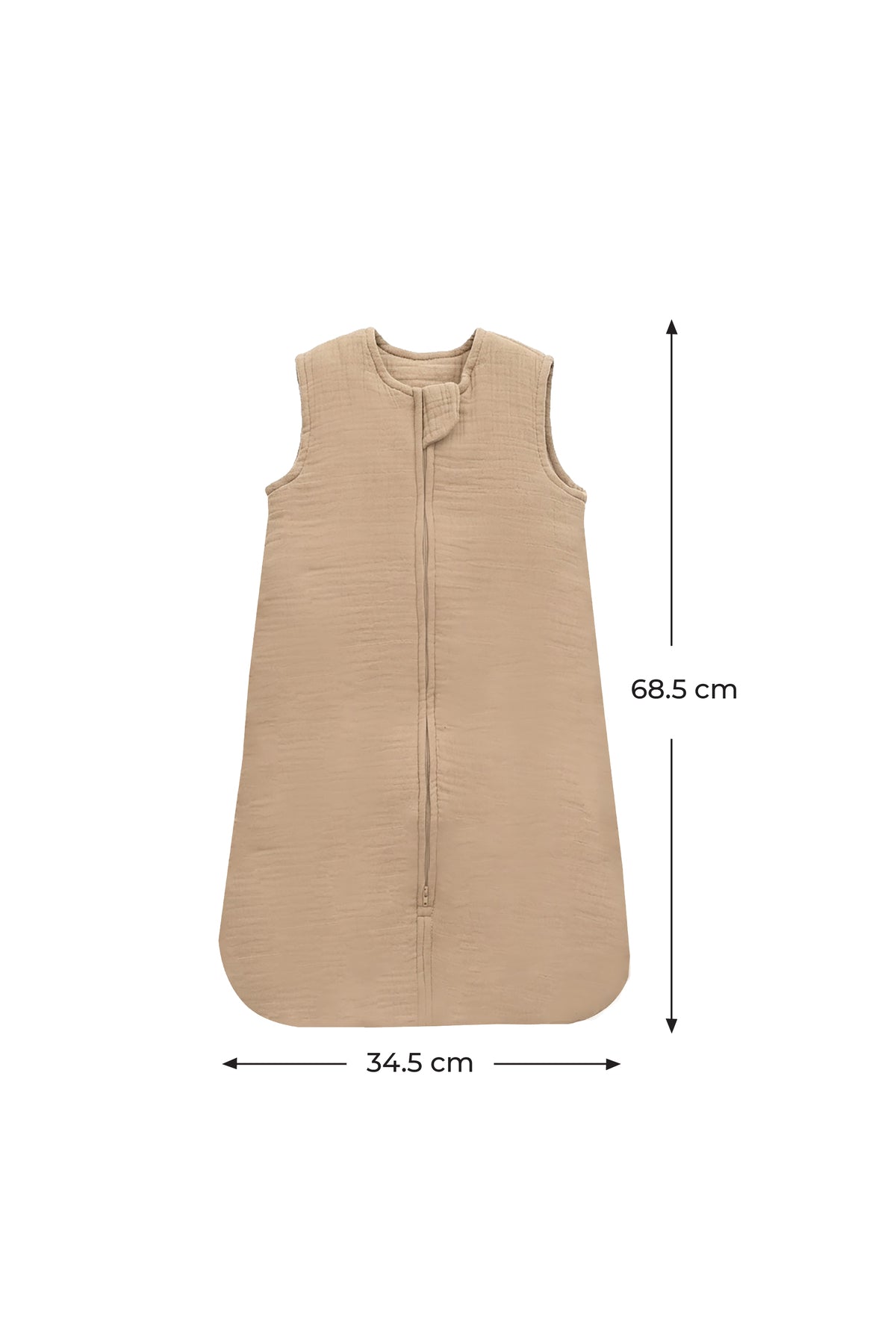 MOON Organic Crinkle Muslin Sleep sack  2.5 Tog (0-6Months )-Brown