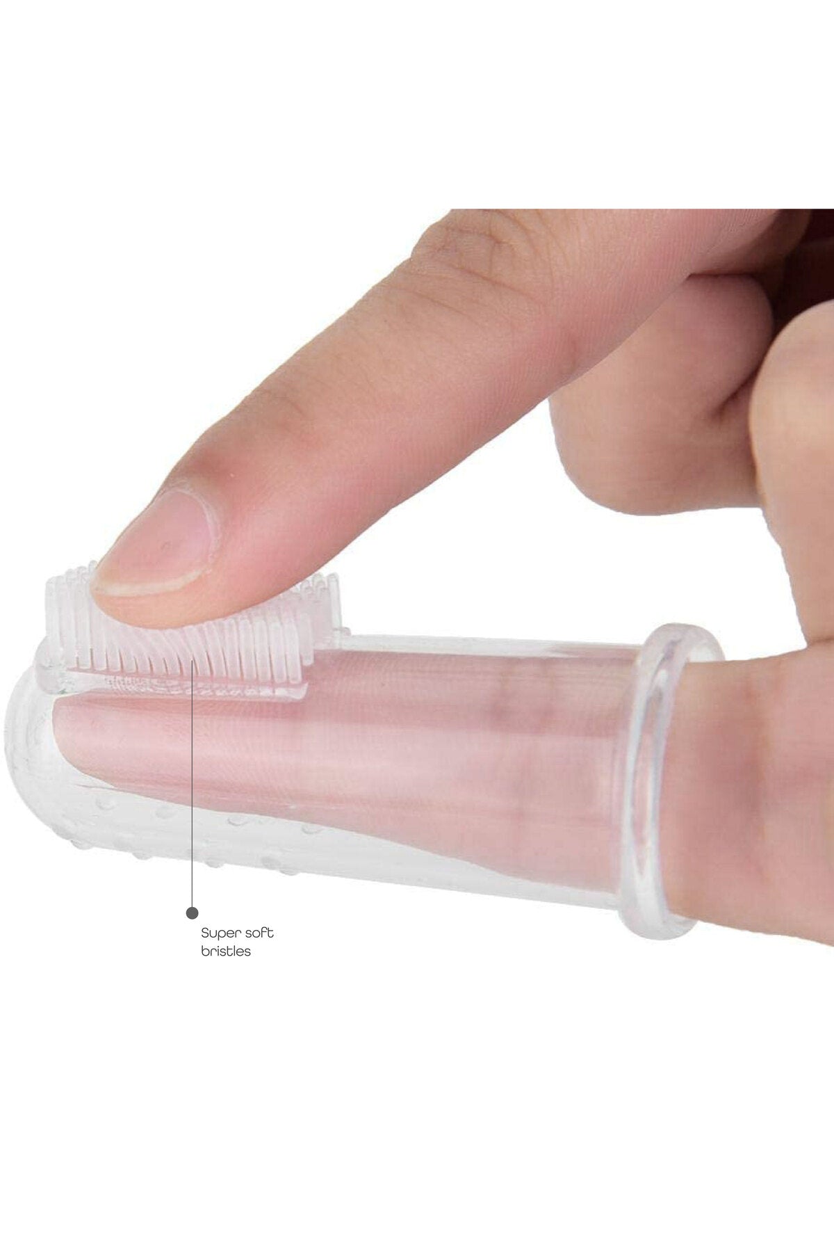 MOON Fingertip Baby Silicone toothbrush with soft Bristles for Infants, white