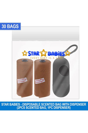 Star Babies - Scented Nappy Bag  Brown + Dispenser - Pack of 2/30 Bags