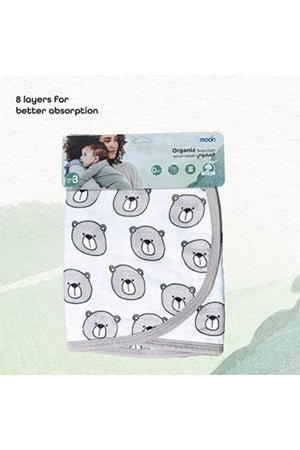 MOON Organic Burpy Cloth. (8 Layer)-Bear, Forest,& grey