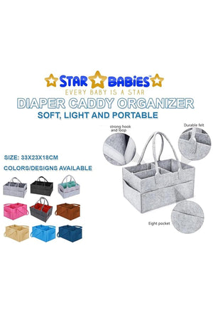 Star Babies - Caddy Diaper Bag with Disposable Changing Mat - 10pcs - Grey/Pink