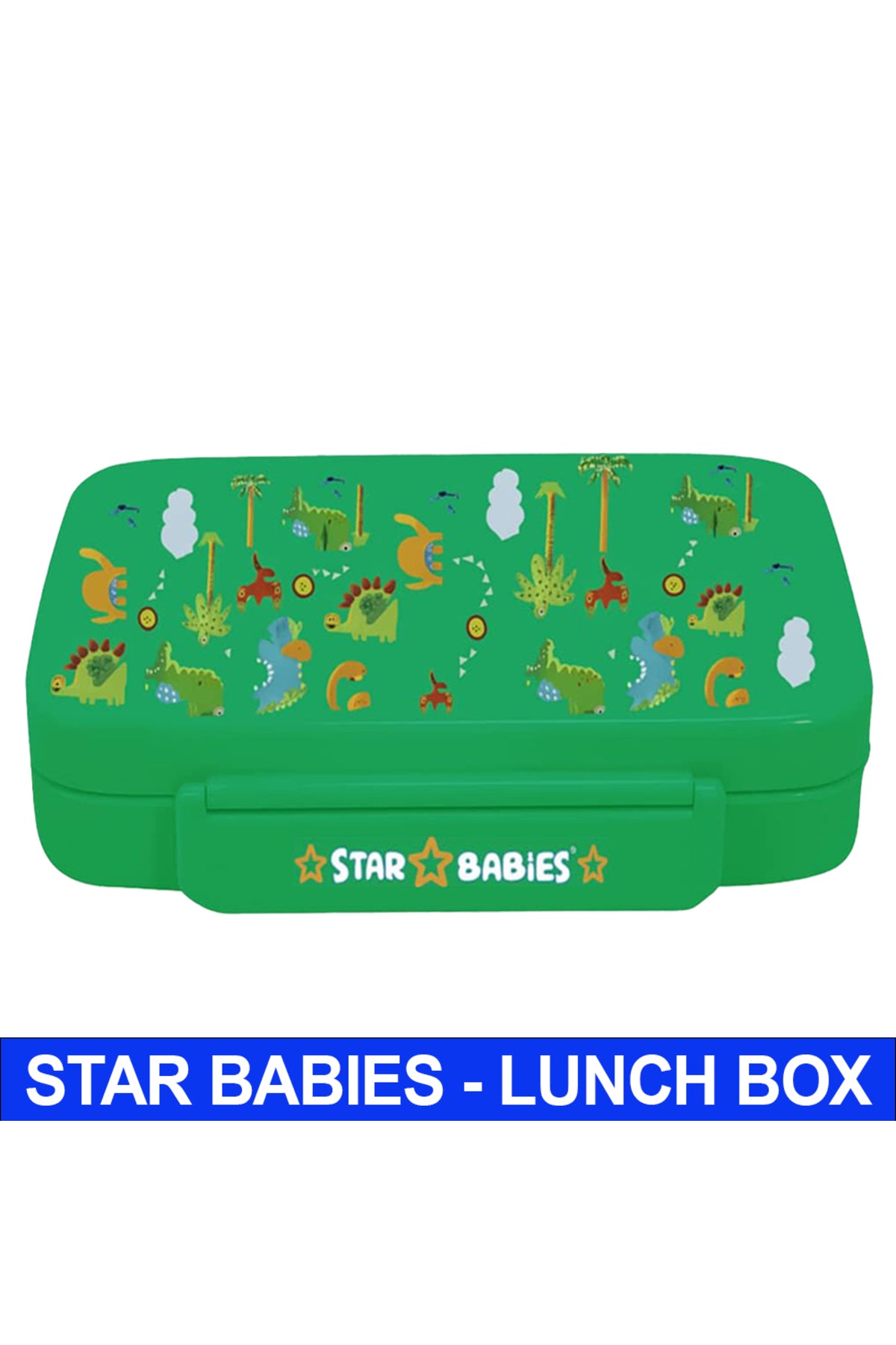 Star Babies Jungle Green Theme Bento Lunch Box with 4 Compartments, BPA Free, Leak-Proof, Toddler-Friendly, 3 Years+ size 22*16.5*4.85cm, Microwave Safe, Easy to clean, Keep Fresh - Green