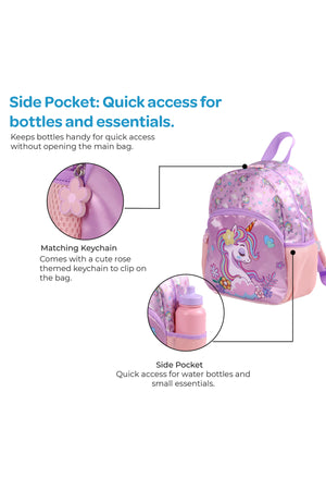 MOON UNICORN  3 in 1 KidsBackpack Set  - (13-Inch) Premium Kids School Bag with Lunch Bag & Pencil Case-Purple