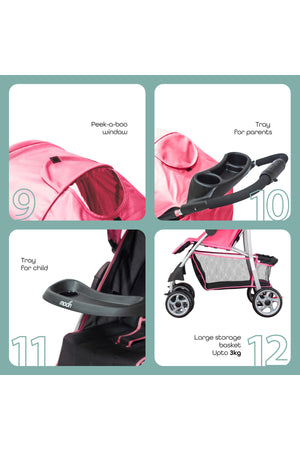 MOON Trek - One Fold Stroller - Pink