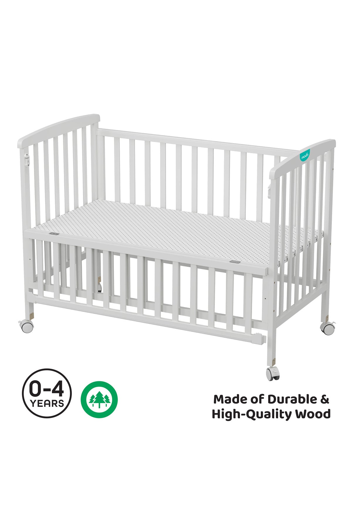 MOON Wooden Portable crib(129X69X96 cm) -White