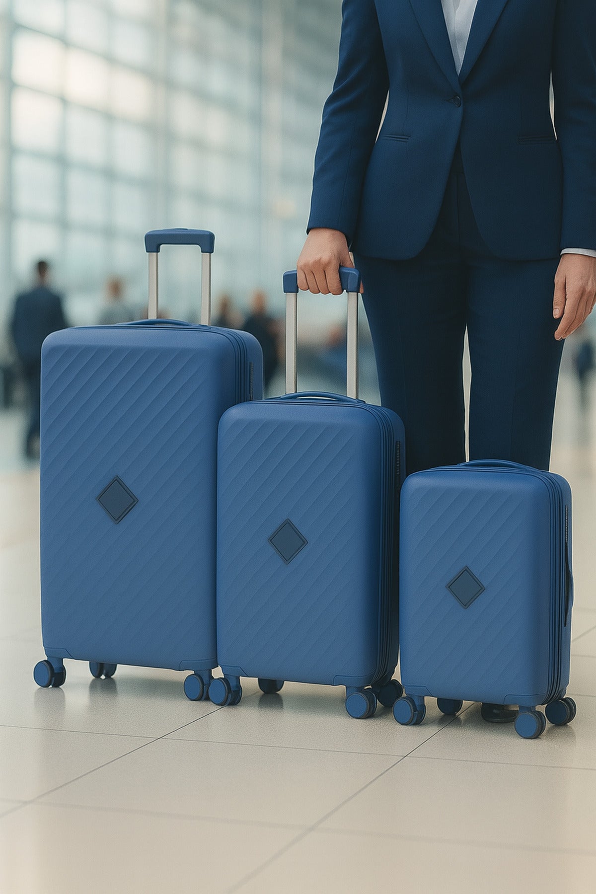 ELITE 3-Piece Hard-Shell Luggage Set (20/24/28) – Lightweight Spinner Suitcase – Light Blue