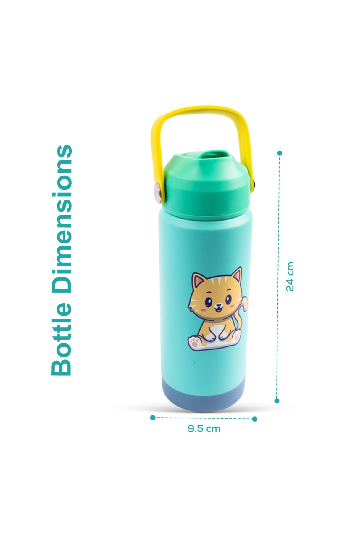 Cocobee-Insulated Stainless Steel Water Bottle, Leakproof, Odour Free, Soft Handle Grip, 500Ml, 3 Years+ – Green