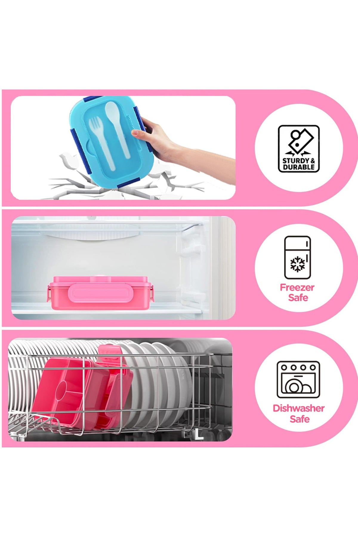 Star Babies - Star Babies Cute Rabbit Bento Lunch Box with 4 Compartments, BPA Free, Leak-Proof with Anti Spil Stainless Steel 500ml Water Bottles, Vacuum Insulated Double Wall Travel Bottle with Leak-Proof Straw Lid