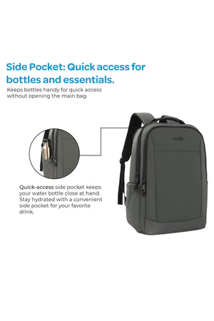 MOON School Backpack, Lightweight Backpack with Laptop Compartment-  Grey
