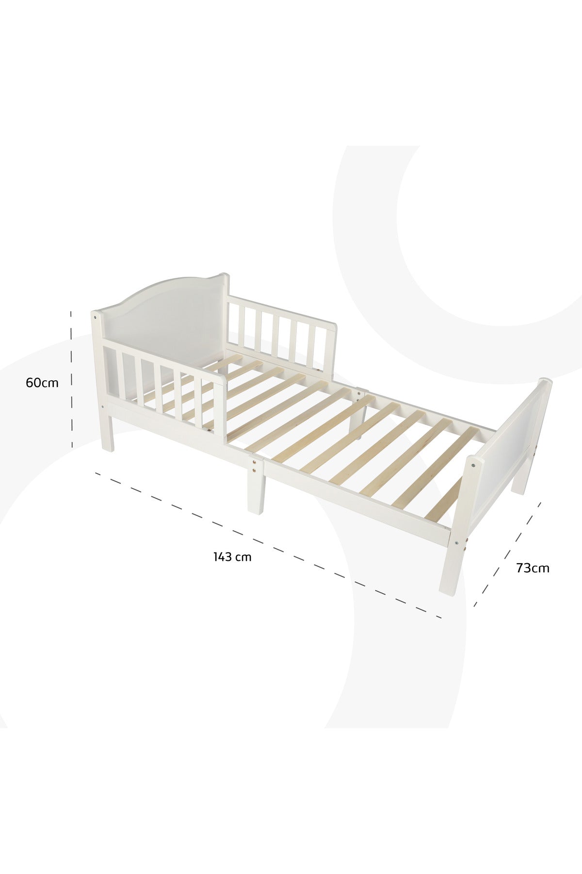 MOON Wooden Toddler Bed(143 x 73 x 60) -White