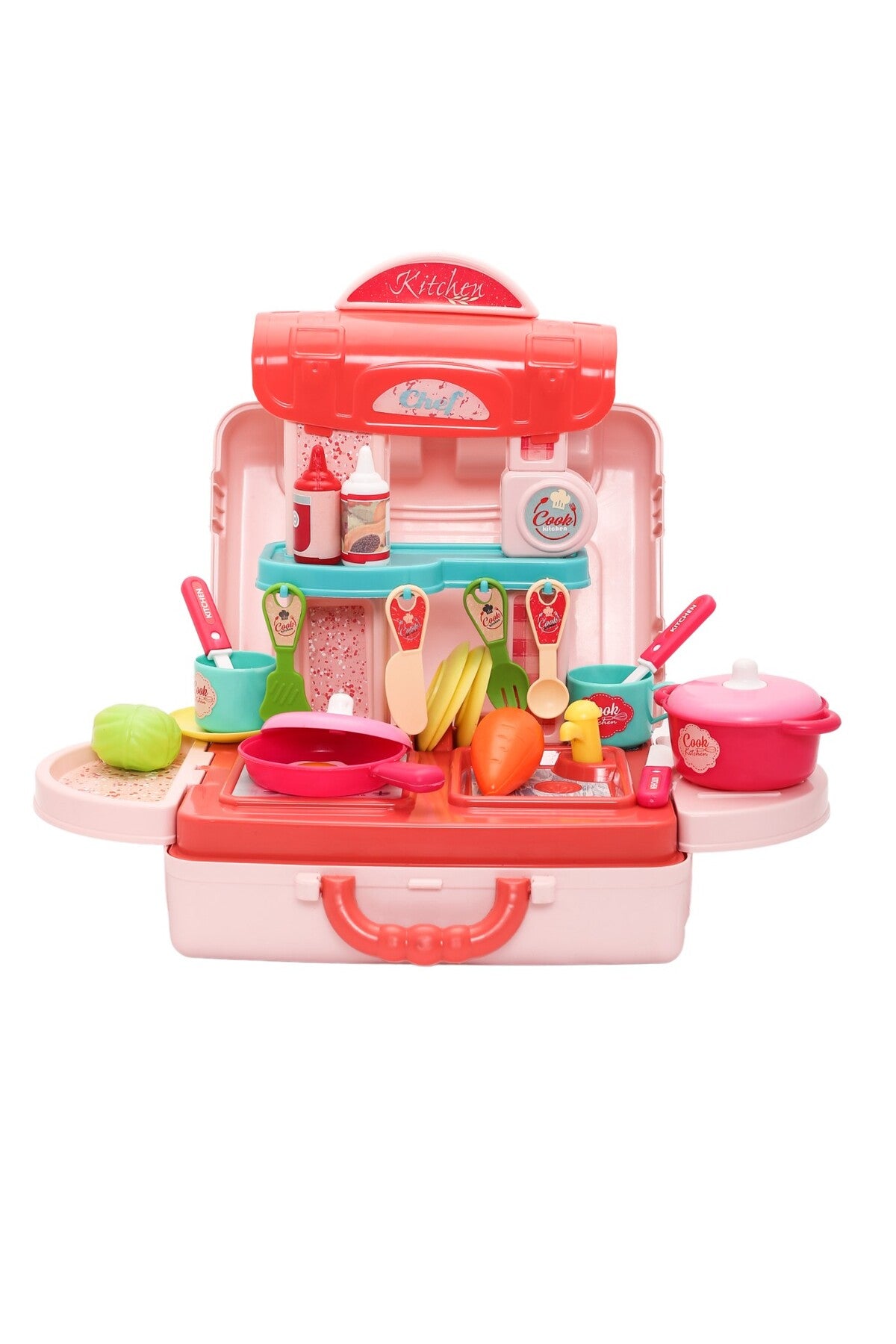 Urban Tots Briefcase Kitchen Set: Adorable Kitchen Play Set With Essential Tools & Accessories-Multicolor