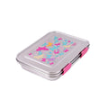 Bamboo Bark Stainless Steel Bento Lunch Box with Lid, 1030ml Leakproof Metal Stackable Snack Box, and 3 Multi-Compartment Divided Meal Prep Food Storage Containers for School, Travel and Work – (Butterfly Print)
