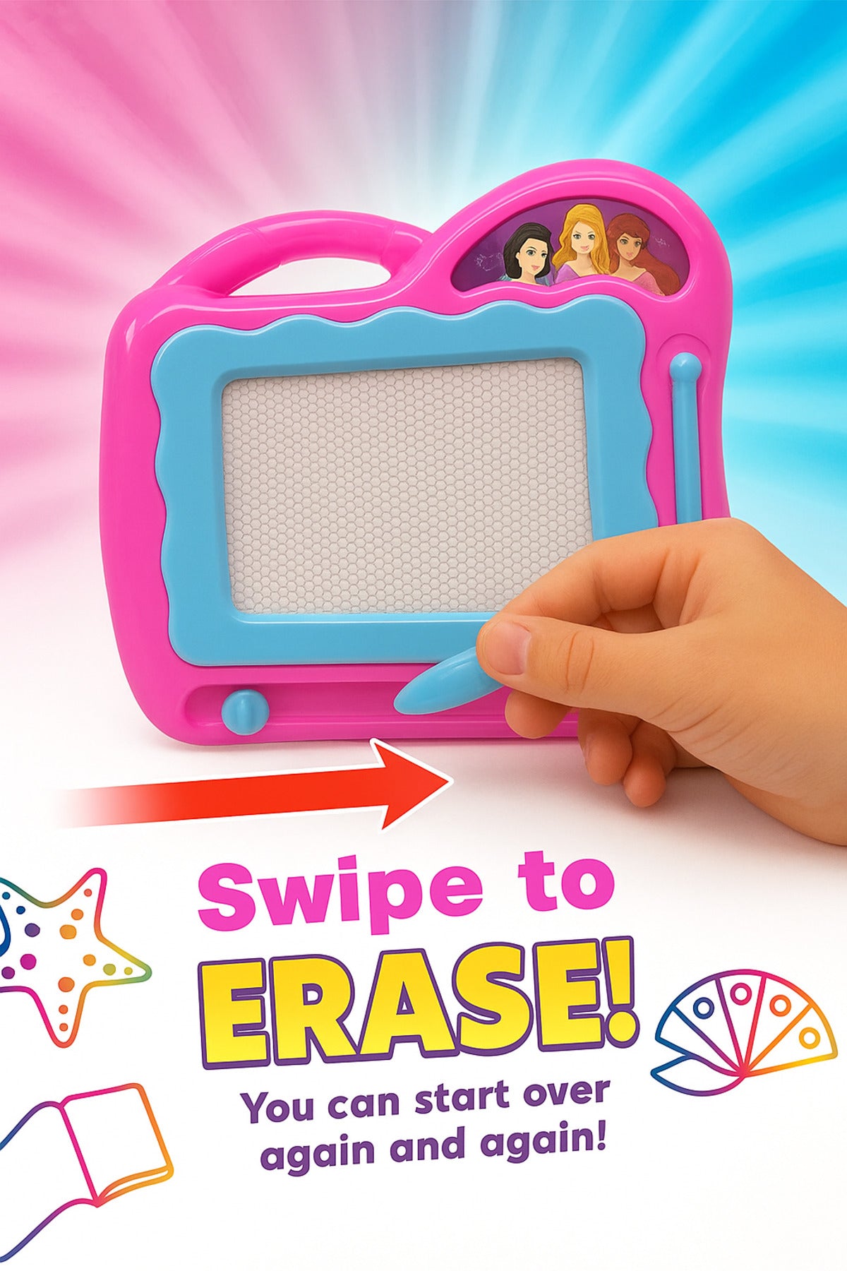 Disney Princess Doodle Drawing Board – Educational Toy with Stylus – Multicolor