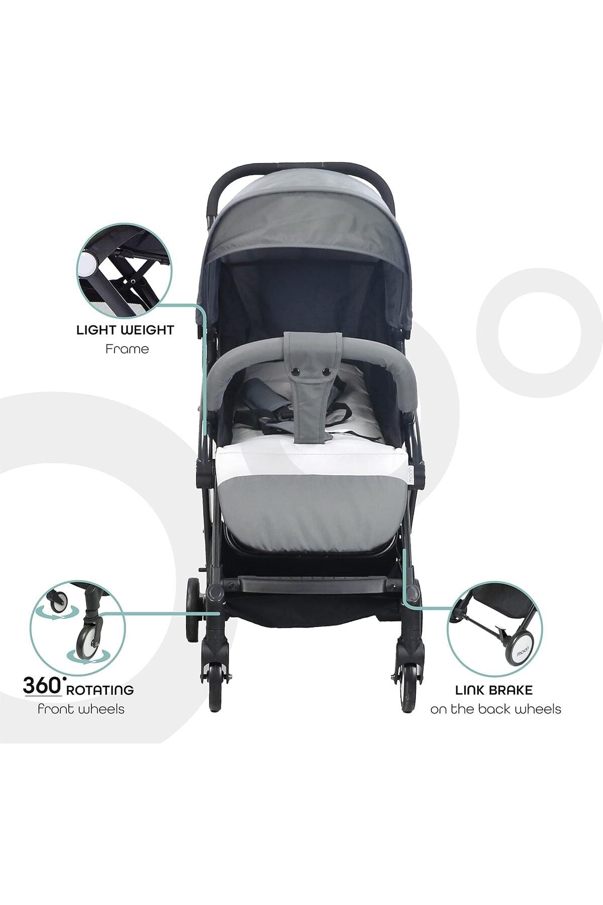 MOON Travel-Lite  - Cabin Stroller,Mid Grey