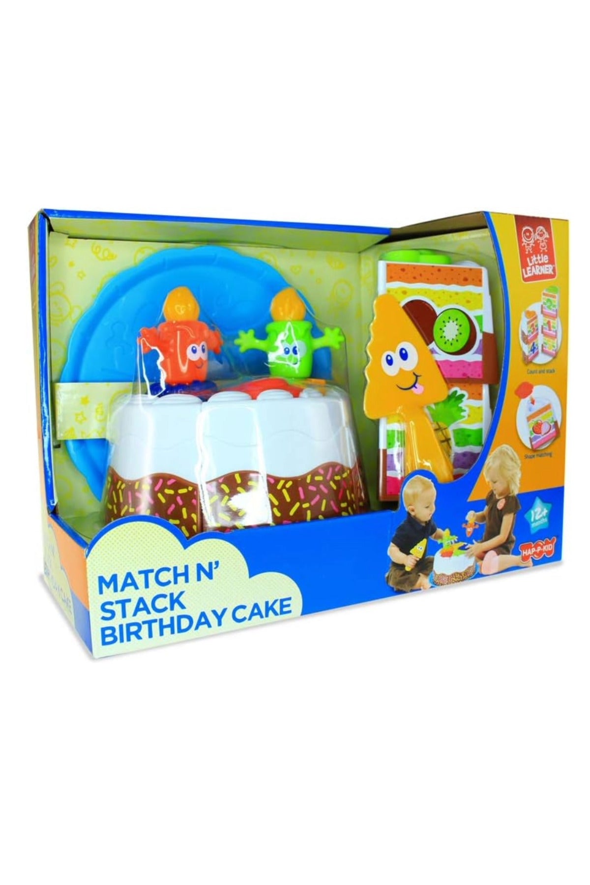 Little Learners Match N Stack Birthday Cake Toy for Toddlers Colorful Pretend Play Cake with Stackable Pieces and Shape Matching Early Learning Set