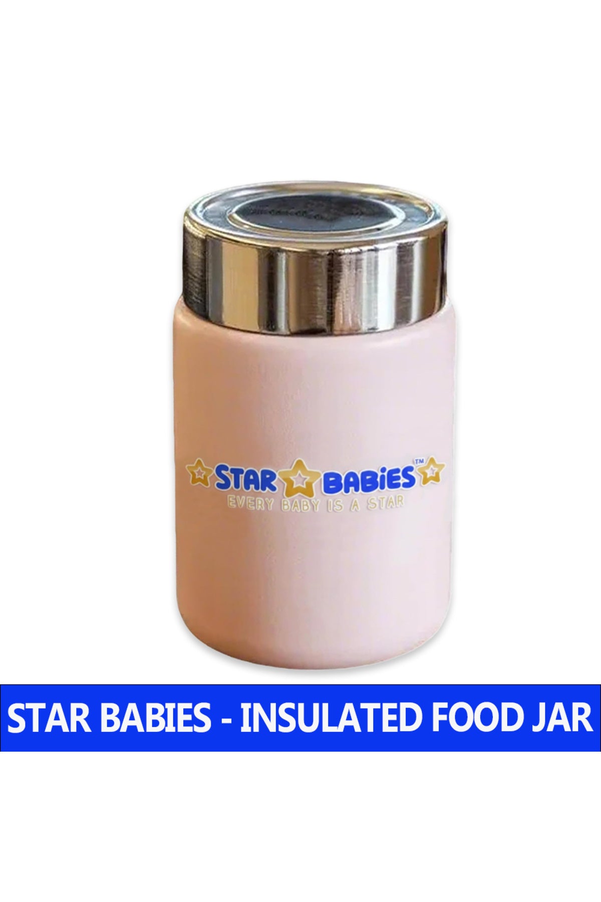 Star Babies Portable 230ml Double Wall Stainless Steel mini Vacuum Flask/ Cute Thermos Cup for Coffee Tea Water Pink.