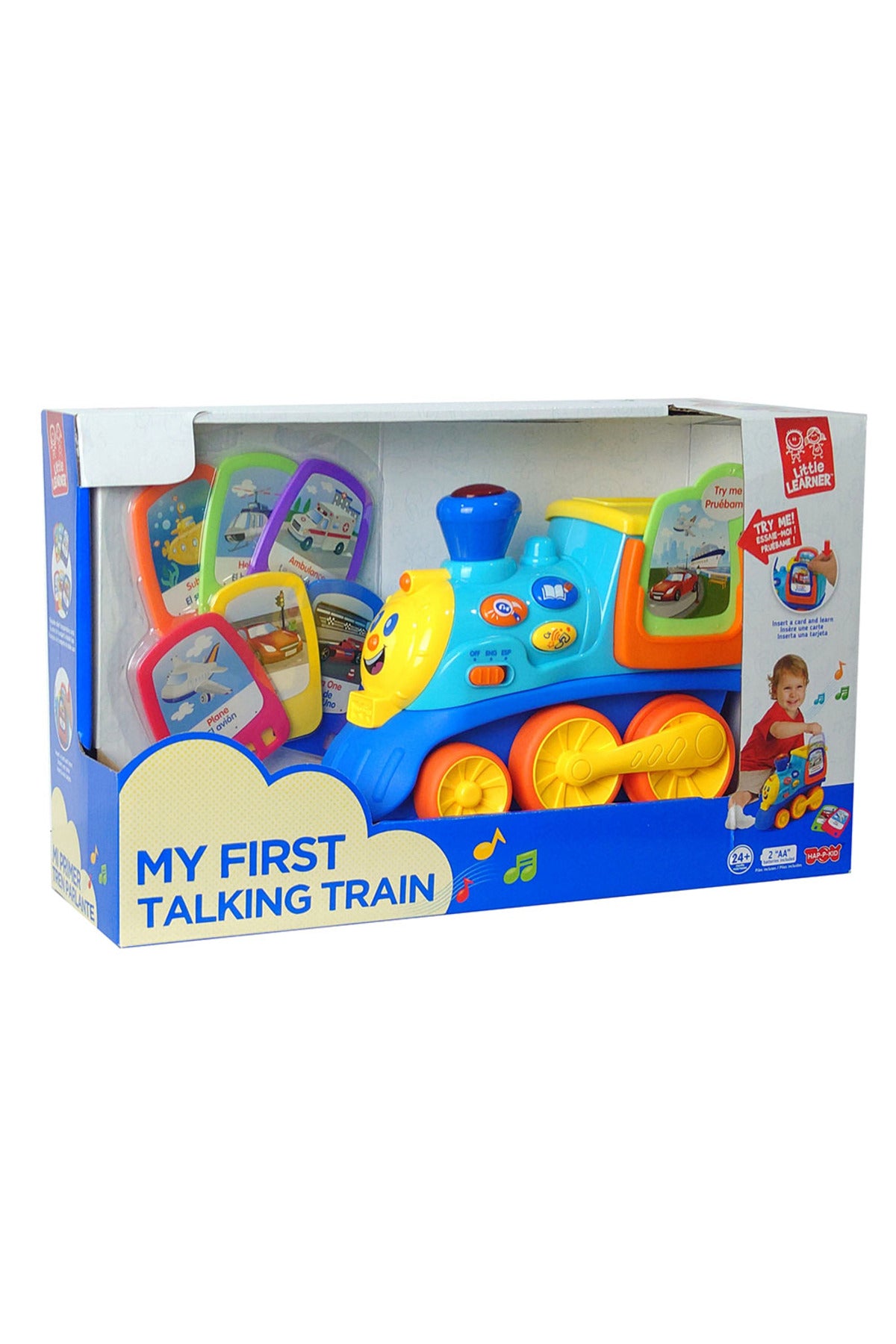 My First Talking Train Toy - Interactive Learning Cards, Quiz Mode, Music Play, Bilingual English/Spanish & English/French, 24m+
