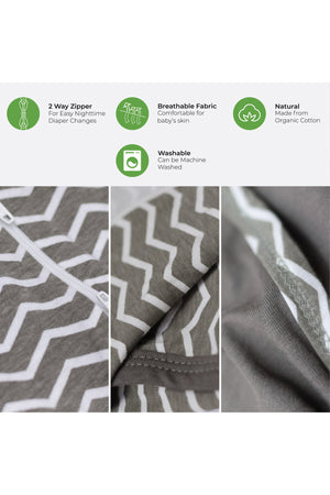 MOON Swaddle Pods with Beanie - Pack of 2, Front Two-Way Zippered-Grey and Stripes Print