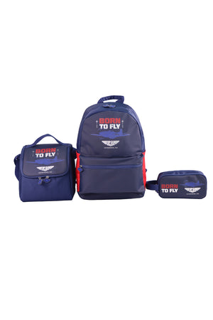 MOON Licensed Top Gun 3-in-1 Kids School Backpack Set    - (17-Inch) Premium Kids School Bag with Lunch Bag & Pencil Case-Blue