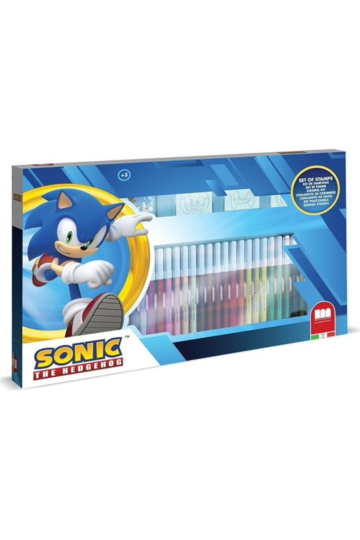 Sonic The Hedgehog 36-Piece Coloring Set – 36 Felt Tip Pens, 3 Stamps, 1 Ink Pad & 1 Coloring Book | Kids Art & Craft Kit | Creative Drawing & Activity Set for Children