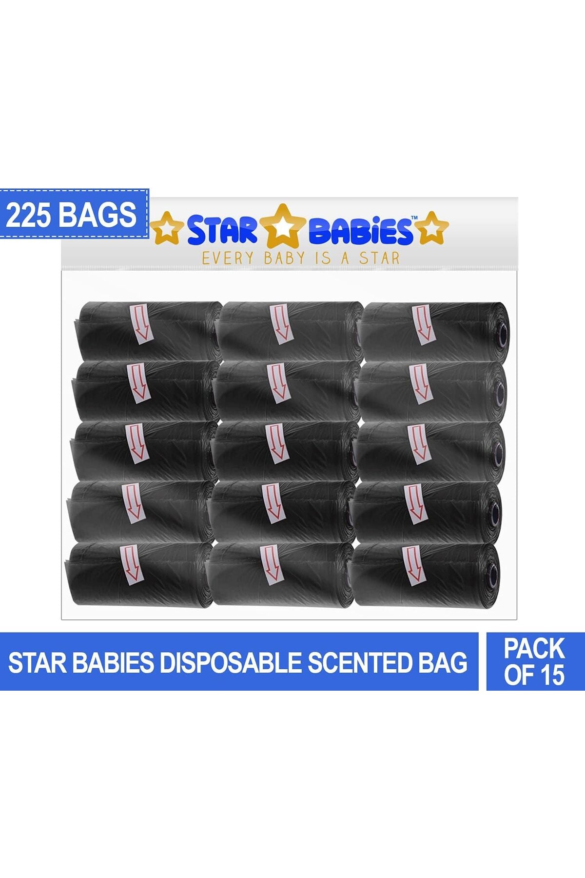 Star Babies Scented Bag Black Pack of 15 (225 Bags)