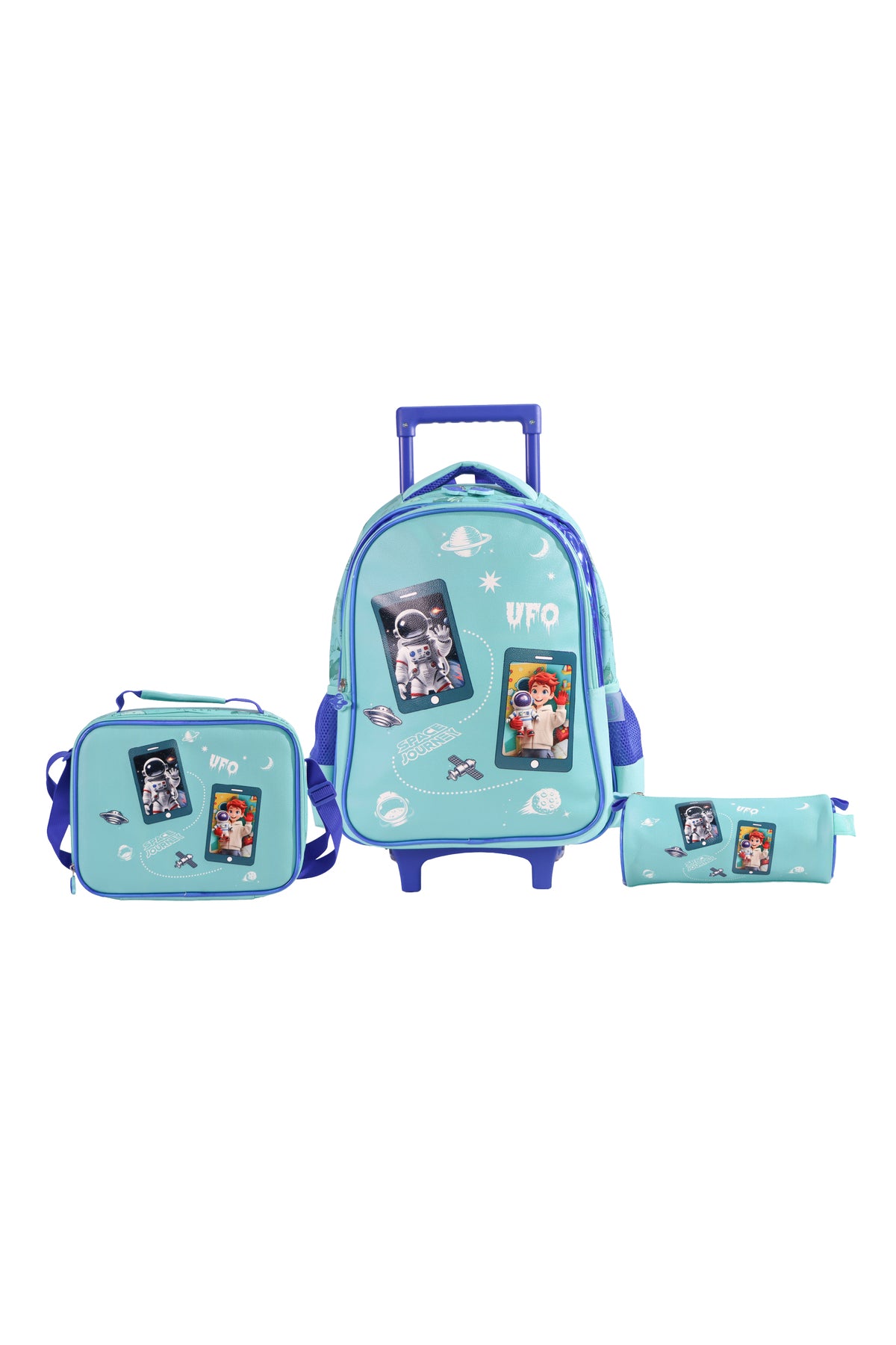 MOON  Astronaut 3 in 1 Trolley Set   - (16-Inch) Premium Kids School Bag with Lunch Bag & Pencil Case