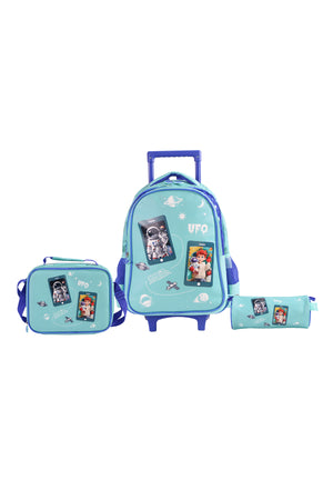 MOON  Astronaut 3 in 1 Trolley Set   - (16-Inch) Premium Kids School Bag with Lunch Bag & Pencil Case