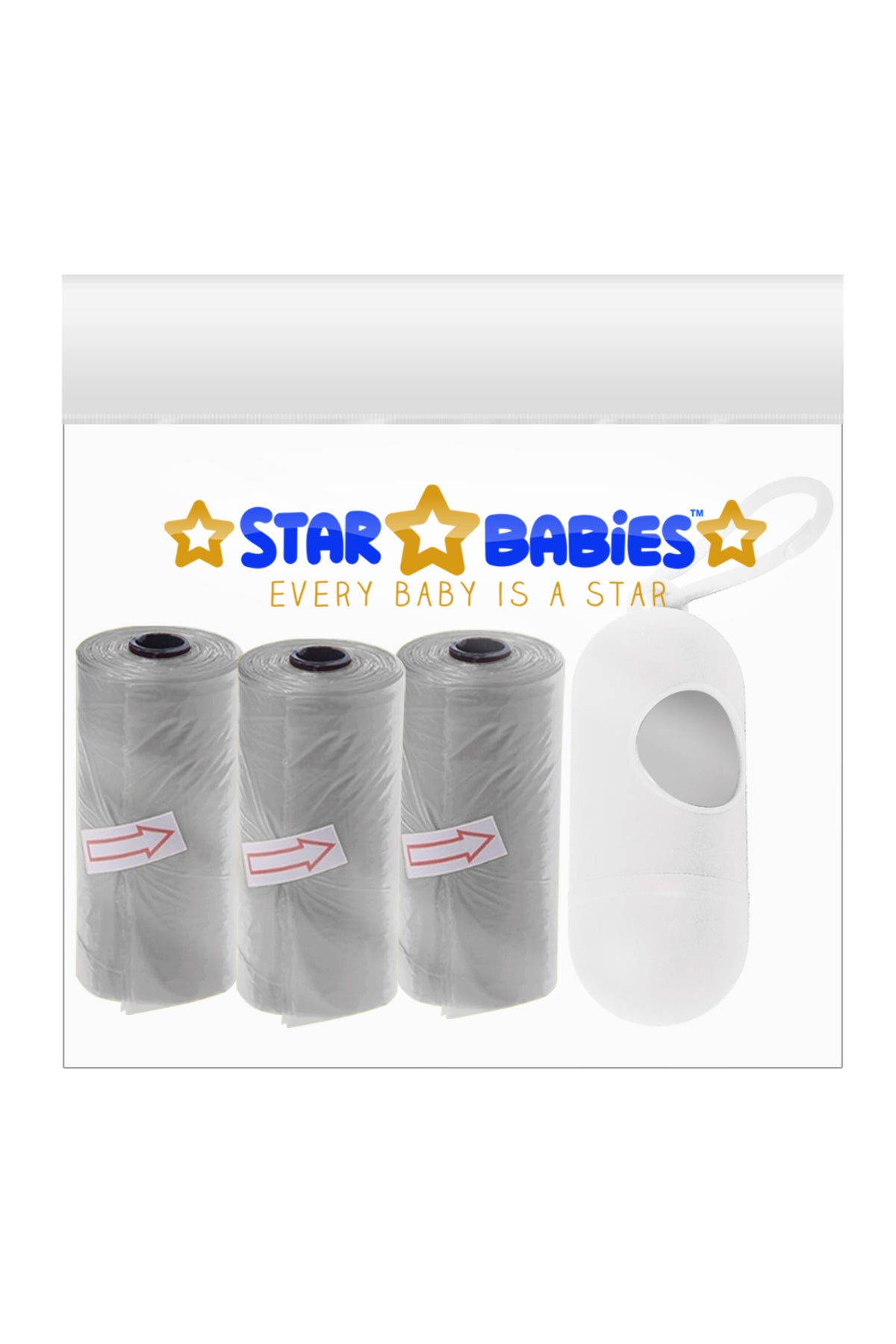 Star Babies - Scented Nappy Bag With Dispenser Pack of 3/45 Bags- Grey