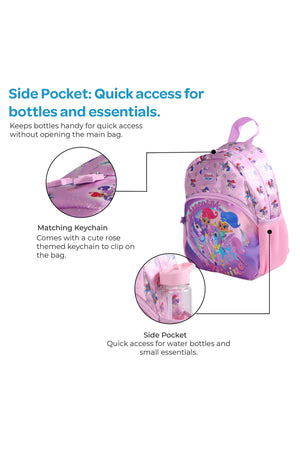 MOON Licensed Shimmer and Shine 3 in 1 KidsBackpack Set  - (13-Inch) Premium Kids School Bag with Lunch Bag & Pencil Case-Purple