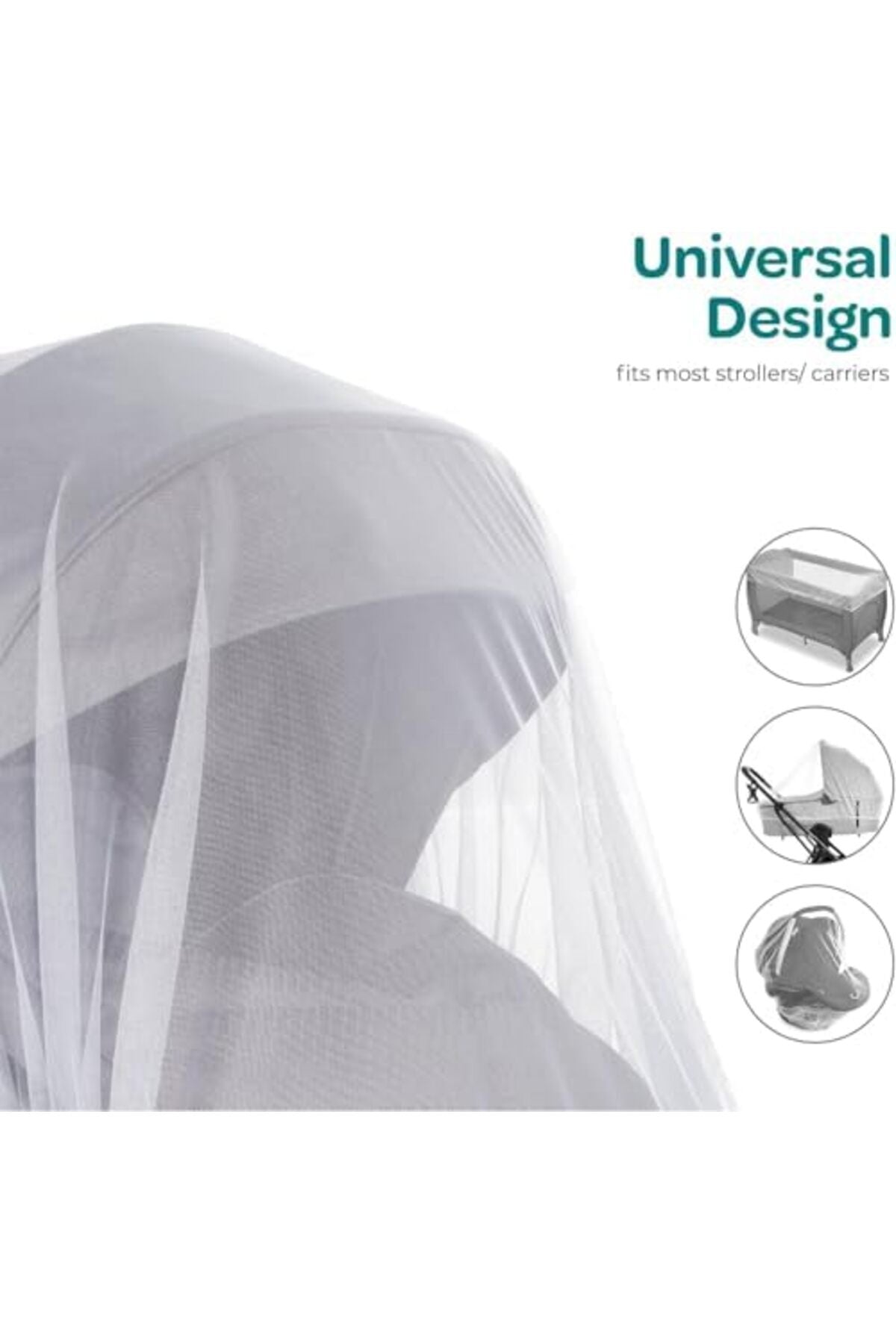 MOON Universal Stroller Mosquito Net, Breathable Mesh Net- for Stroller-White