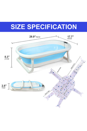 Star Babies - Baby Foldable Bathtub With Thermometer & Bath Seat Support Net, Set - Blue - Pack of 2