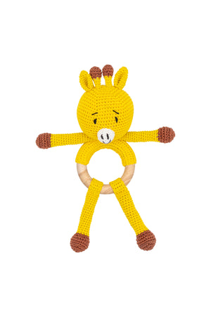 MOON Handcrafted Crochet Toy with Cuddle Ring -Giraffe