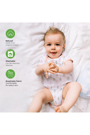 MOON Organic Baby Body Suit Set of 5 for Girls for 6-9 Months - Pink.