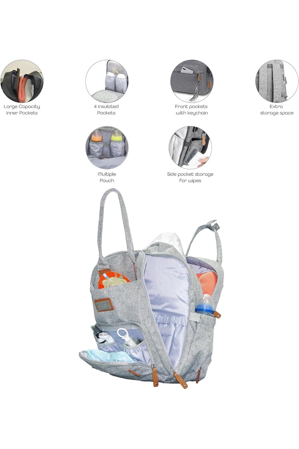 MOON NUTRA Diaper Backpack - Grey Melange