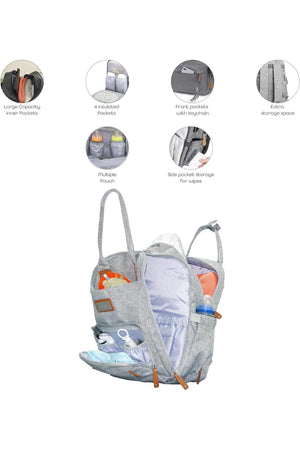 MOON NUTRA Diaper Backpack - Grey Melange