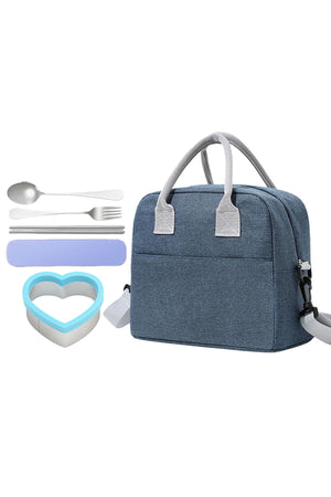 Star Babies Insulated Lunch bag, Sandwich Cutter, fork and spoon set- Blue
